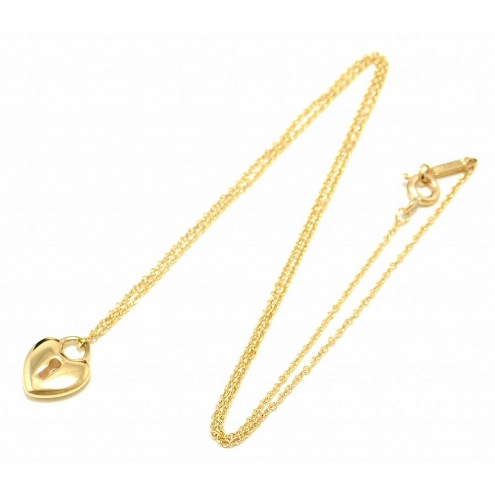 Tiffany Heart Lock Yellow Gold Pendant Necklace View 3